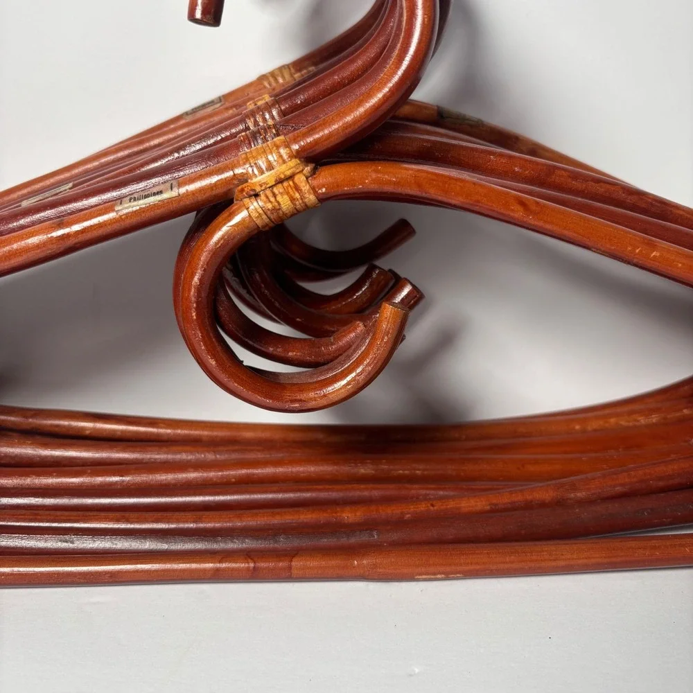 Vintage Rattan Hangers Set of 8 Brown Mahogany Boho MCM Philippines
